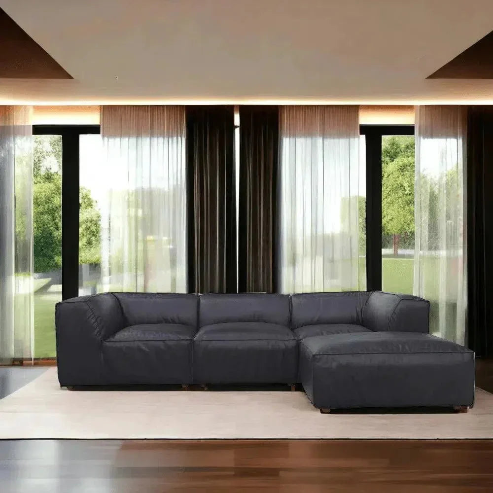 Form Black Modular Couch 4PC Sectional With Ottoman-Modular Sofas-Moe's Home-LOOMLAN