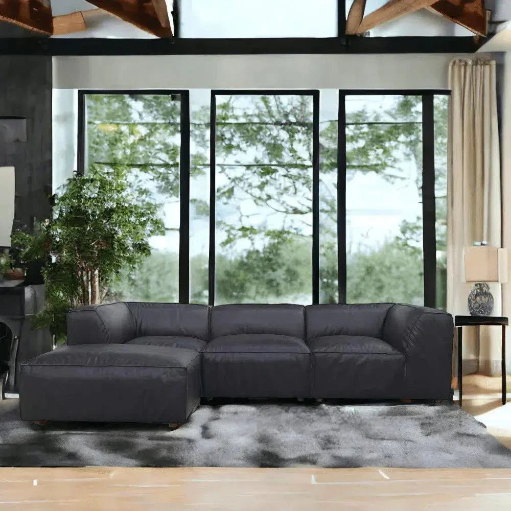 Form Black Modular Couch 4PC Sectional With Ottoman-Modular Sofas-Moe's Home-LOOMLAN