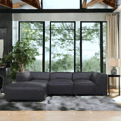 Form Black Modular Couch 4PC Sectional With Ottoman-Modular Sofas-Moe's Home-LOOMLAN