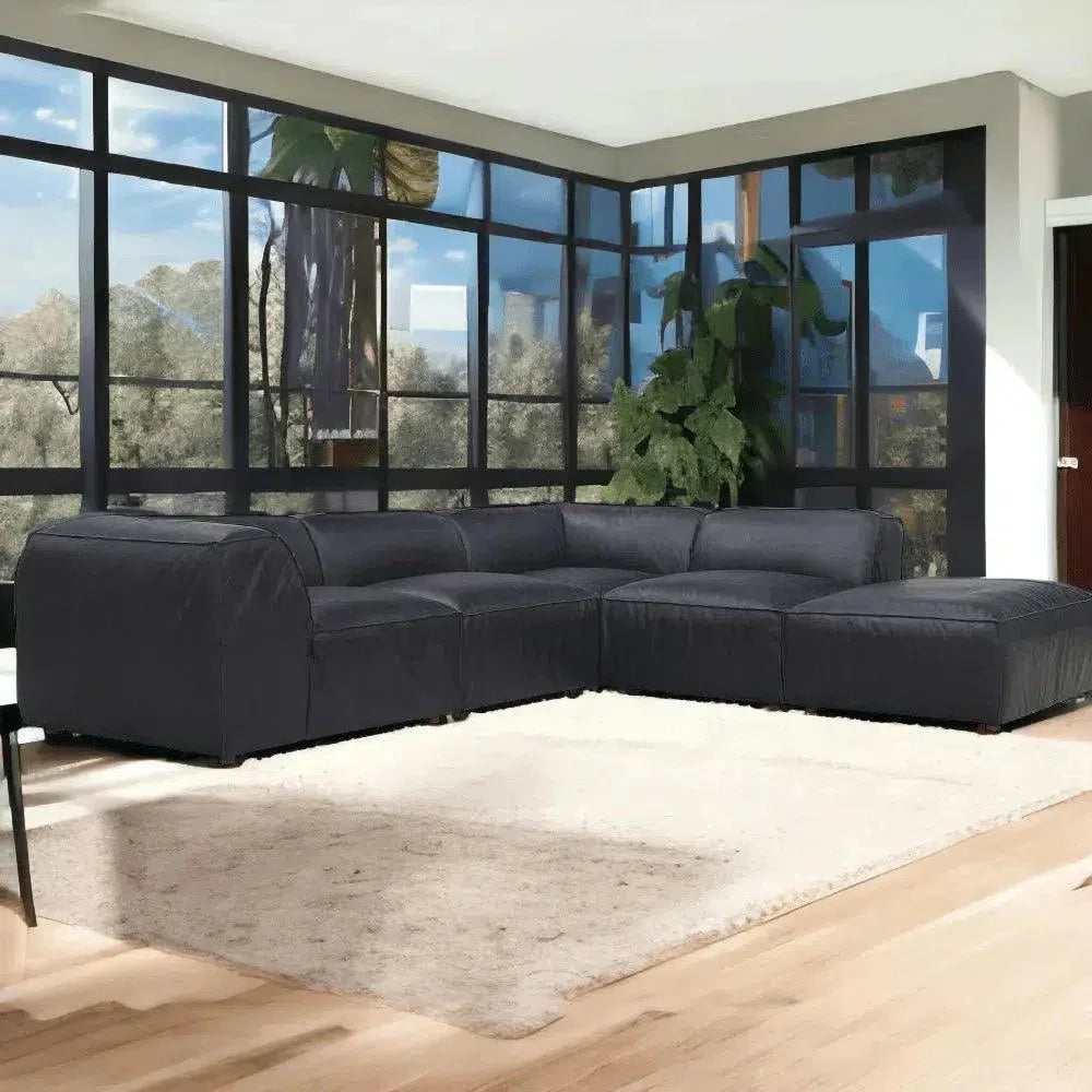 Form Black Ottoman Modular Unit Convertible Sectional-Modular Components-Moe's Home-LOOMLAN
