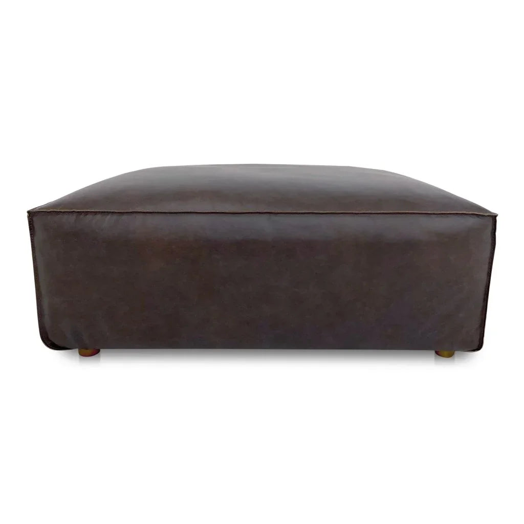 Form Espresso Brown Leather Ottoman - LOOMLAN - Moe's Home - Ottomans