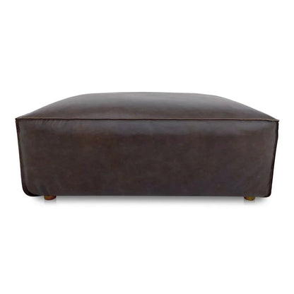 Form Espresso Brown Leather Ottoman - LOOMLAN - Moe's Home - Ottomans