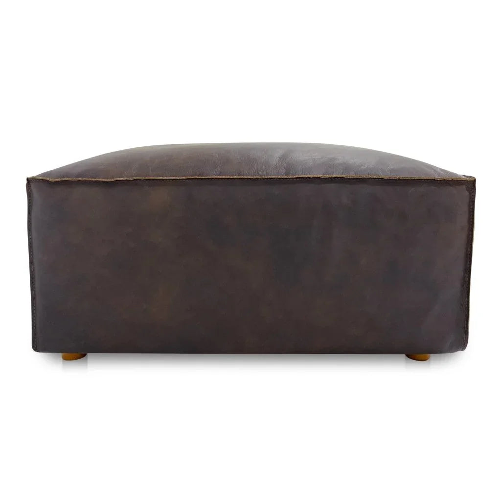 Form Espresso Brown Leather Ottoman - LOOMLAN - Moe's Home - Ottomans