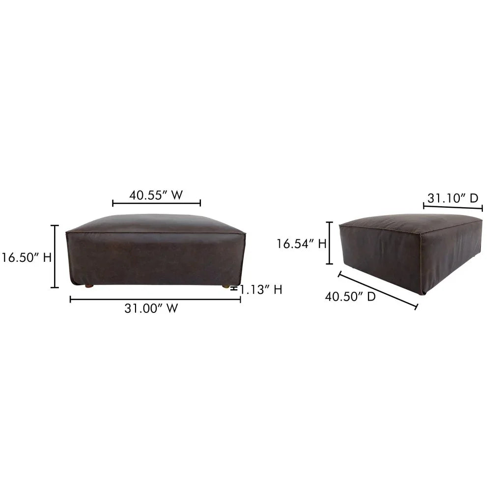 Form Espresso Brown Leather Ottoman - LOOMLAN - Moe's Home - Ottomans