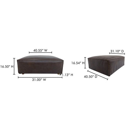 Form Espresso Brown Leather Ottoman - LOOMLAN - Moe's Home - Ottomans