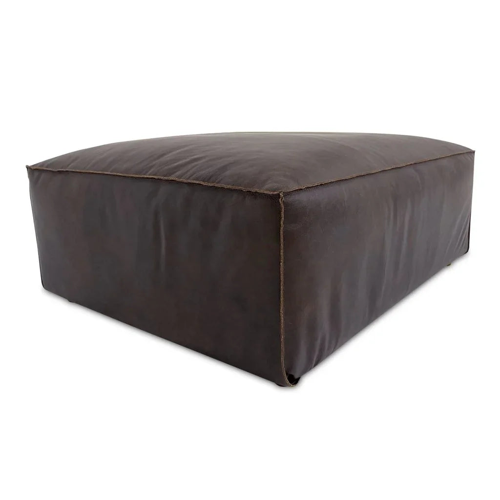 Form Espresso Brown Leather Ottoman - LOOMLAN - Moe's Home - Ottomans