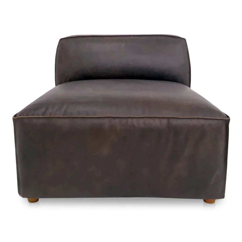 Form Espresso Brown Leather Slipper Modular Sofa-Modular Components-Moe's Home-LOOMLAN