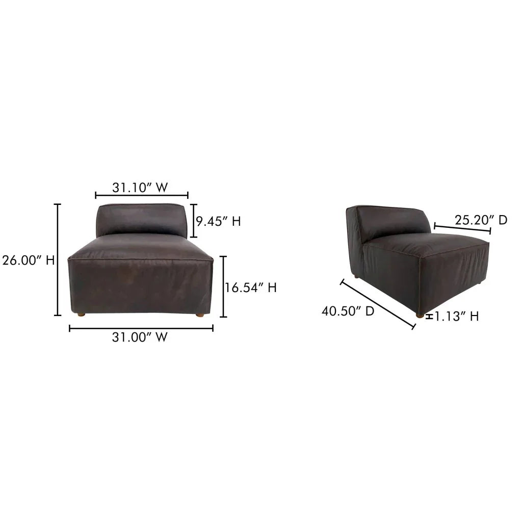 Form Espresso Brown Leather Slipper Modular Sofa-Modular Components-Moe's Home-LOOMLAN