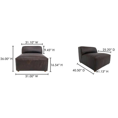 Form Espresso Brown Leather Slipper Modular Sofa-Modular Components-Moe's Home-LOOMLAN