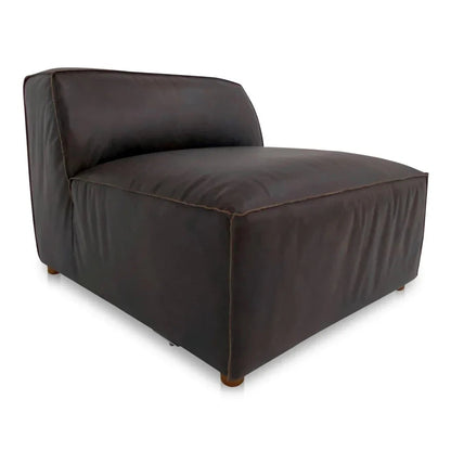 Form Espresso Brown Leather Slipper Modular Sofa-Modular Components-Moe's Home-LOOMLAN