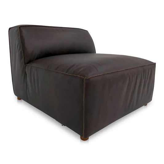 Form Espresso Brown Leather Slipper Modular Sofa-Modular Components-Moe's Home-LOOMLAN