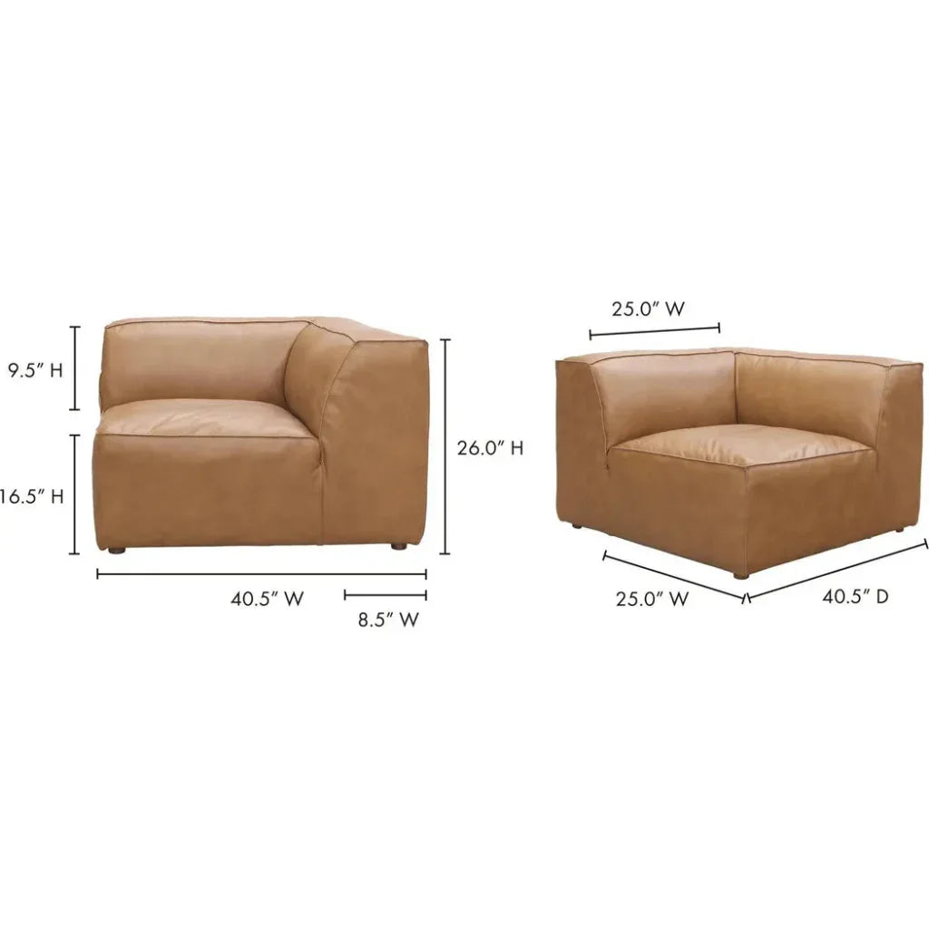 Form Tan Modular Leather Corner Chair Modular Component-Modular Components-Moe's Home-LOOMLAN