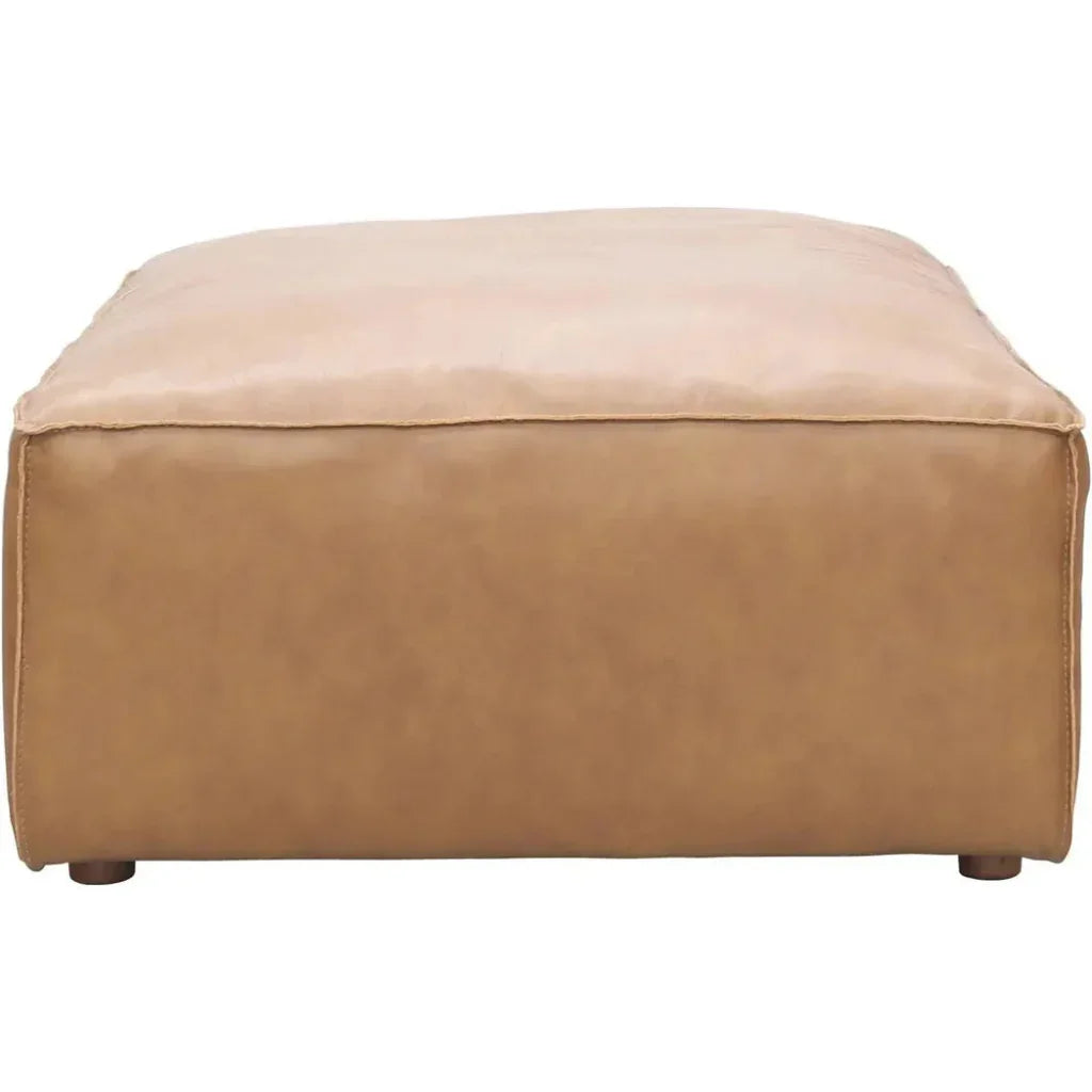 Form Tan Modular Leather Ottoman Modular Component-Modular Components-Moe's Home-LOOMLAN