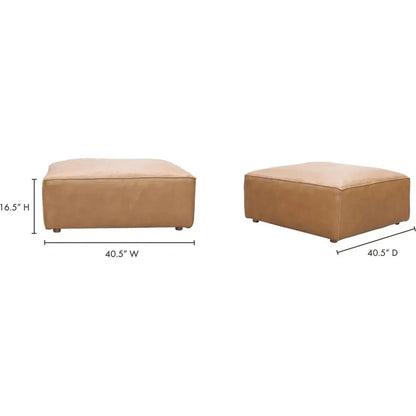Form Tan Modular Leather Ottoman Modular Component-Modular Components-Moe's Home-LOOMLAN