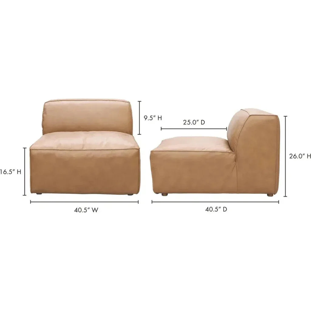 Form Tan Modular Leather Slipper Chair Modular Unit-Modular Components-Moe's Home-LOOMLAN