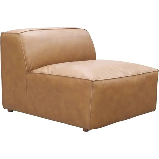 Form Tan Modular Leather Slipper Chair Modular Unit-Modular Components-Moe's Home-LOOMLAN