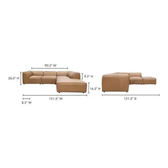 Form Tan Modular Sectional Ottoman 5PC Convertible-Modular Sofas-Moe's Home-LOOMLAN