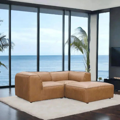 Form Tan Modular Sofa 3PC Sectional With Ottoman-Modular Sofas-Moe's Home-LOOMLAN