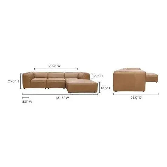 Form Tan Modular Sofa 4PC Convertible With Ottoman-Modular Sofas-Moe's Home-LOOMLAN