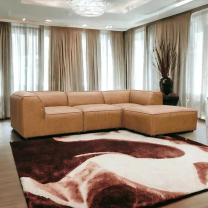 Form Tan Modular Sofa 4PC Convertible With Ottoman-Modular Sofas-Moe's Home-LOOMLAN
