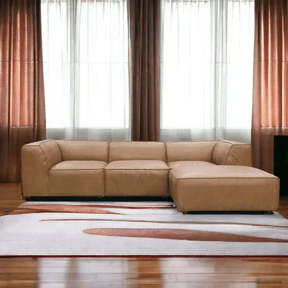 Form Tan Modular Sofa 4PC Convertible With Ottoman-Modular Sofas-Moe's Home-LOOMLAN