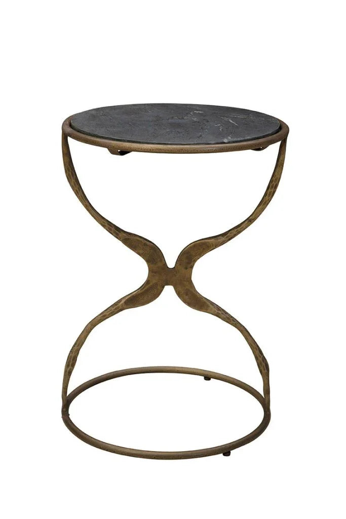 Forsythe Brass Framed Round Side Table - LOOMLAN - Furniture Classics - Side Tables