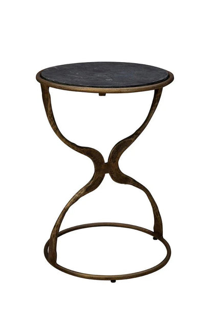 Forsythe Brass Framed Round Side Table - LOOMLAN - Furniture Classics - Side Tables