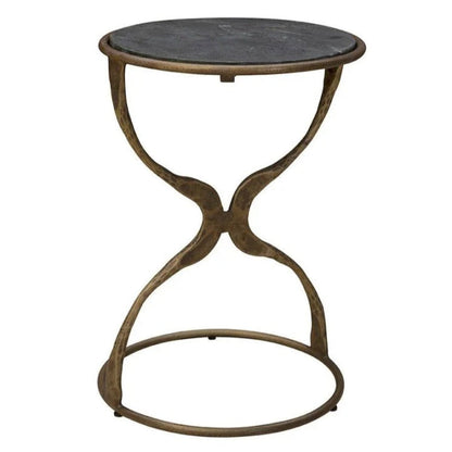 Forsythe Brass Framed Round Side Table - LOOMLAN - Furniture Classics - Side Tables