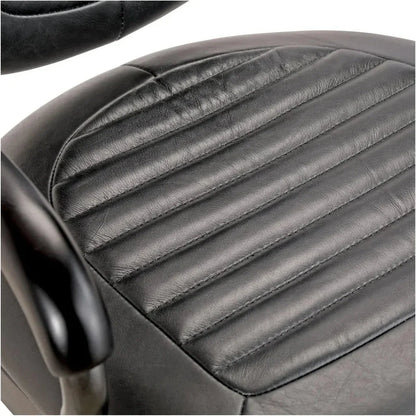 Foster Swivel Desk Chair Grain Black Leather-Office Chairs-Moe's Home-LOOMLAN