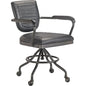 Foster Swivel Desk Chair Grain Black Leather-Office Chairs-Moe's Home-LOOMLAN