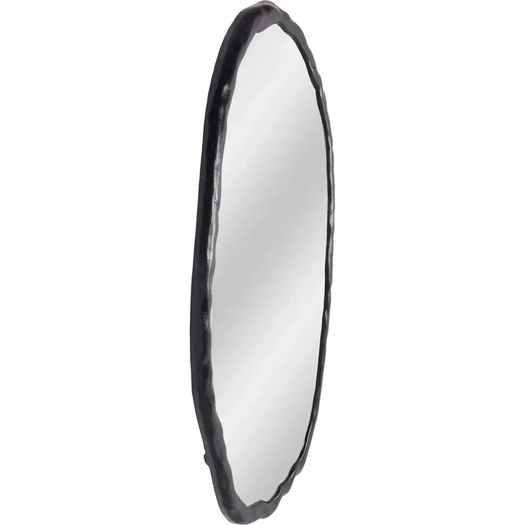 Foundry Aluminum Black Oval Wall Mirror - LOOMLAN - Moe's Home - Wall Mirrors
