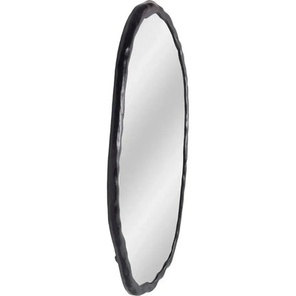 Foundry Aluminum Black Oval Wall Mirror - LOOMLAN - Moe's Home - Wall Mirrors