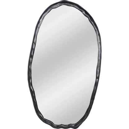 Foundry Aluminum Black Oval Wall Mirror - LOOMLAN - Moe's Home - Wall Mirrors