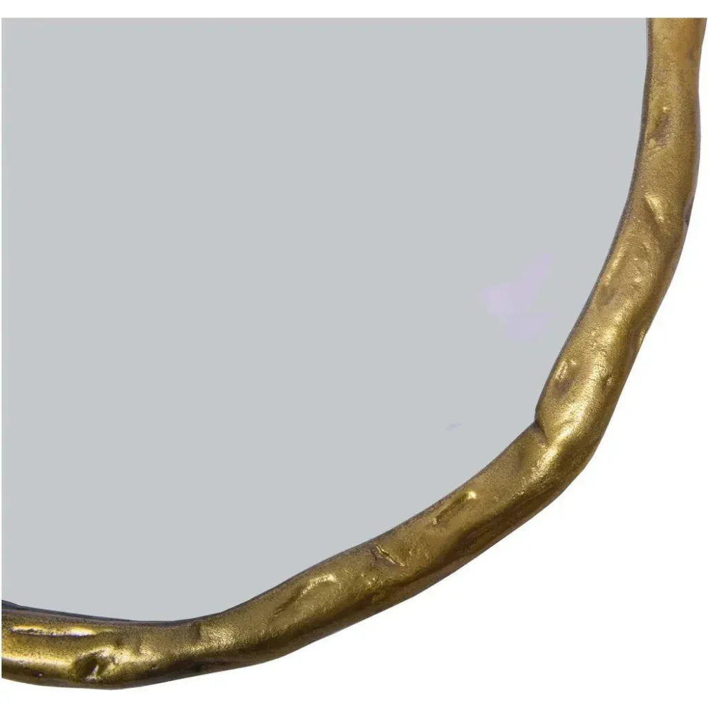 Foundry Large Gold Decorative Wall Mirror Round - LOOMLAN - Moe's Home - Wall Mirrors