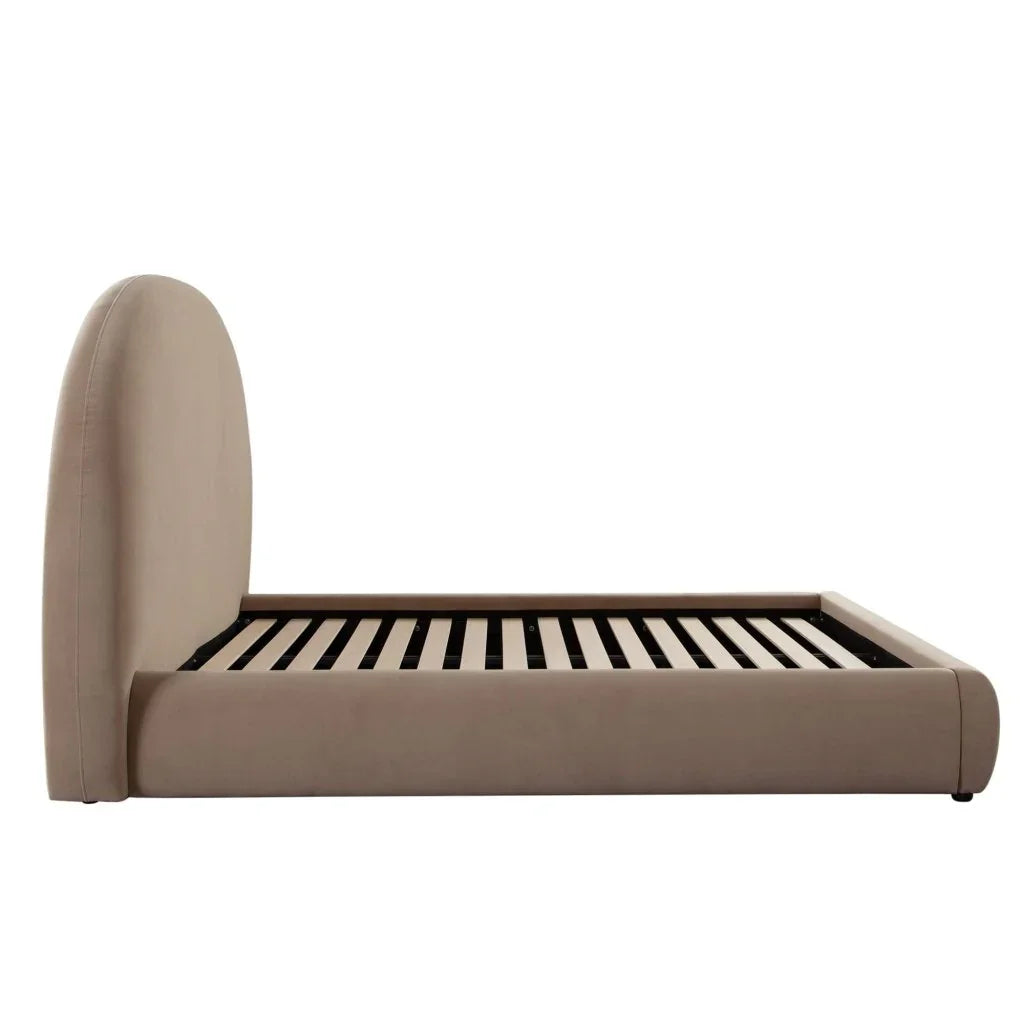 Fox Camel Performance Velvet Bed with Arch Headboard - LOOMLAN - Diamond Sofa - Beds