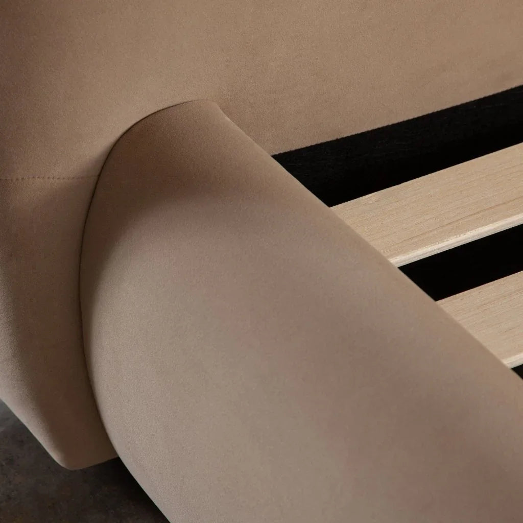 Fox Camel Performance Velvet Bed with Arch Headboard - LOOMLAN - Diamond Sofa - Beds