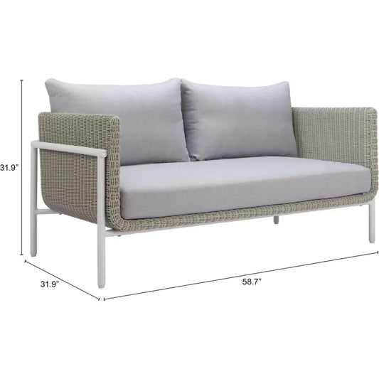 Frais Gray Loveseat - LOOMLAN - Zuo Modern - Outdoor Sofas & Loveseats