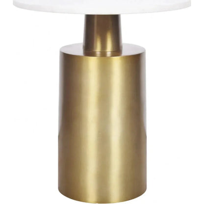 France Aluminum & White Marble Round Accent Table - LOOMLAN - Moe's Home - Side Tables