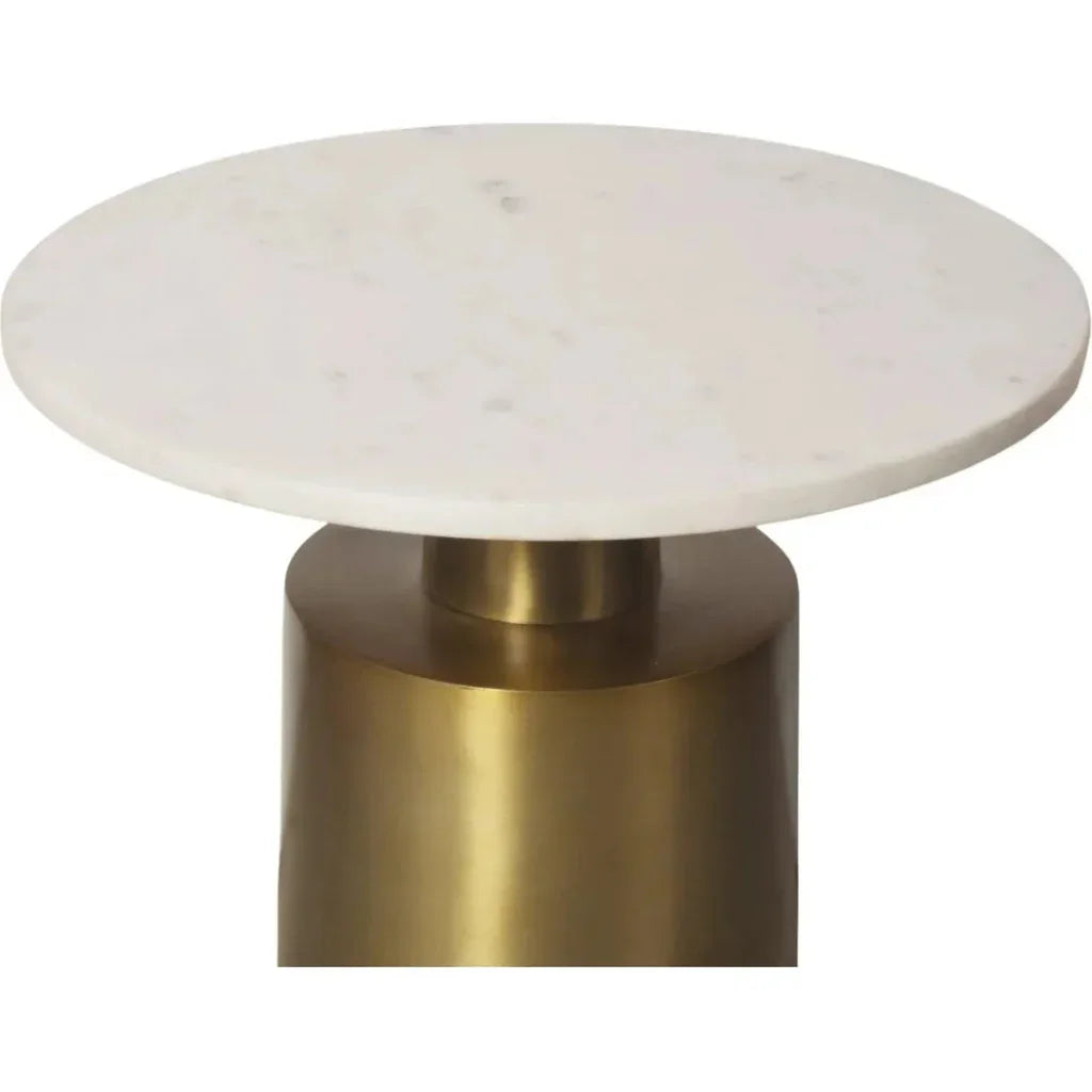 France Aluminum & White Marble Round Accent Table - LOOMLAN - Moe's Home - Side Tables