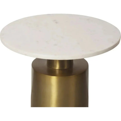 France Aluminum & White Marble Round Accent Table - LOOMLAN - Moe's Home - Side Tables
