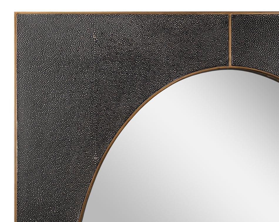 Francis Shagreen Leather Warpped Wall Mirror - LOOMLAN - Sarreid - Wall Mirrors