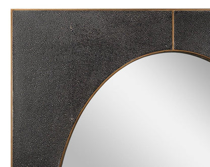 Francis Shagreen Leather Warpped Wall Mirror - LOOMLAN - Sarreid - Wall Mirrors