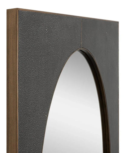 Francis Shagreen Leather Warpped Wall Mirror - LOOMLAN - Sarreid - Wall Mirrors