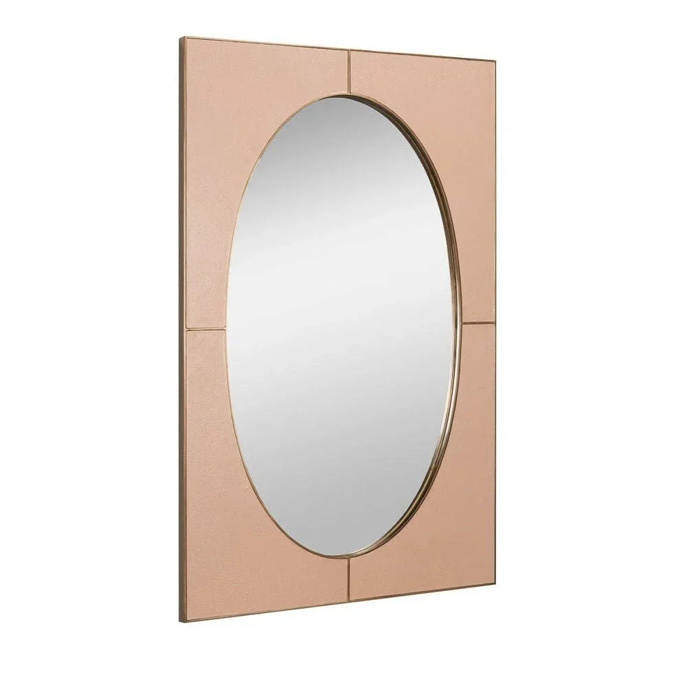 Francis Shagreen Leather Warpped Wall Mirror - LOOMLAN - Sarreid - Wall Mirrors