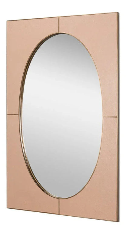 Francis Shagreen Leather Warpped Wall Mirror - LOOMLAN - Sarreid - Wall Mirrors