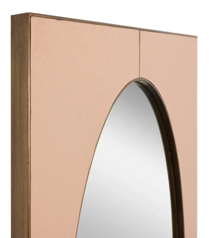 Francis Shagreen Leather Warpped Wall Mirror - LOOMLAN - Sarreid - Wall Mirrors
