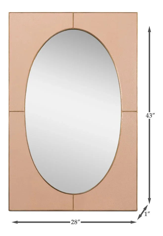 Francis Shagreen Leather Warpped Wall Mirror - LOOMLAN - Sarreid - Wall Mirrors