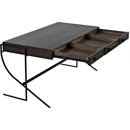 Frank Desk, Unique Home Office Desk Drawers-Home Office Desks-Noir-LOOMLAN