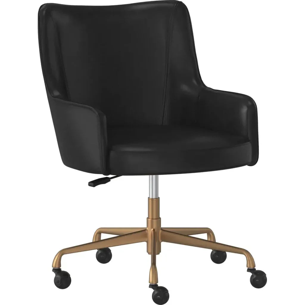 Franklin Leather Modern Office Chair-Office Chairs-SUNPAN-Vintage Black-LOOMLAN