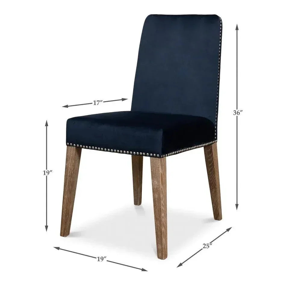 Franklin Side Chair Navy Blue - LOOMLAN - Sarreid - Dining Chairs